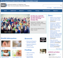 National Institute on Deafness and Other Communication Disorders website image